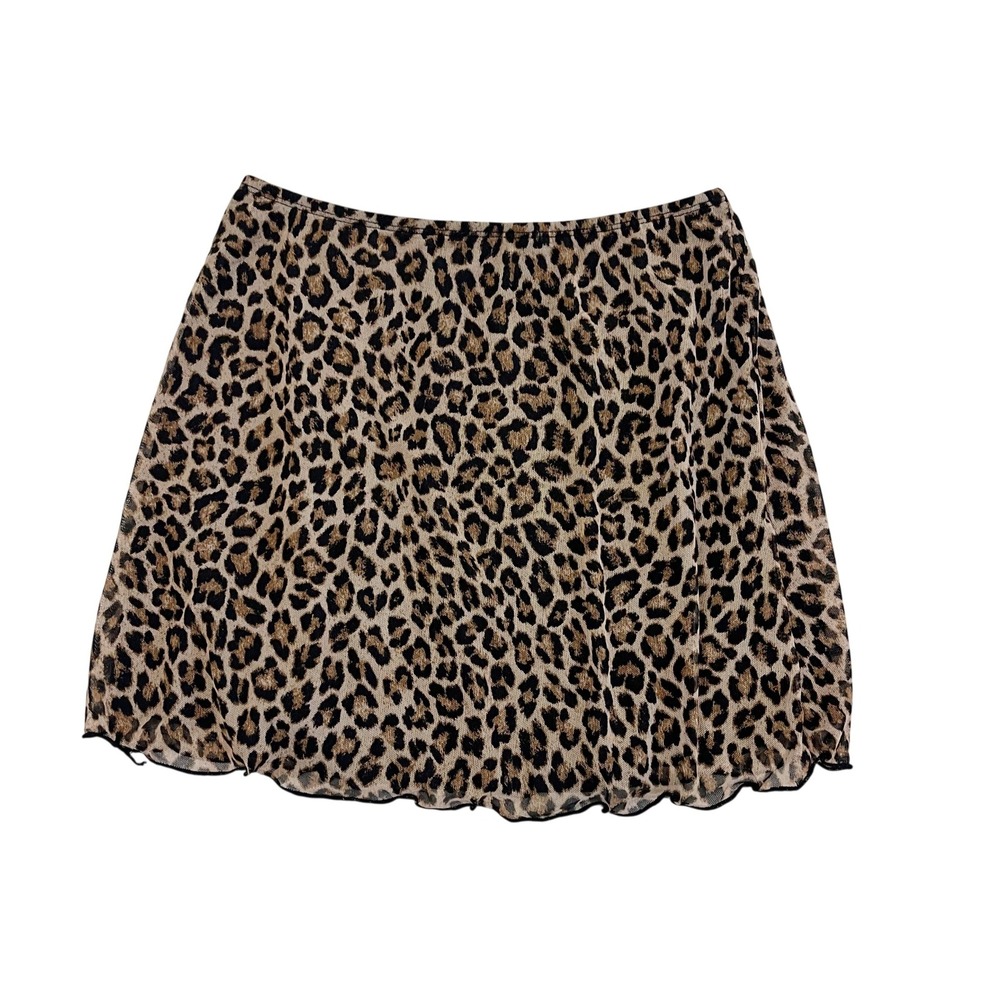 NEW See You Monday Leopard Print Mesh Mini Skirt Brown Black NWT - Size Medium